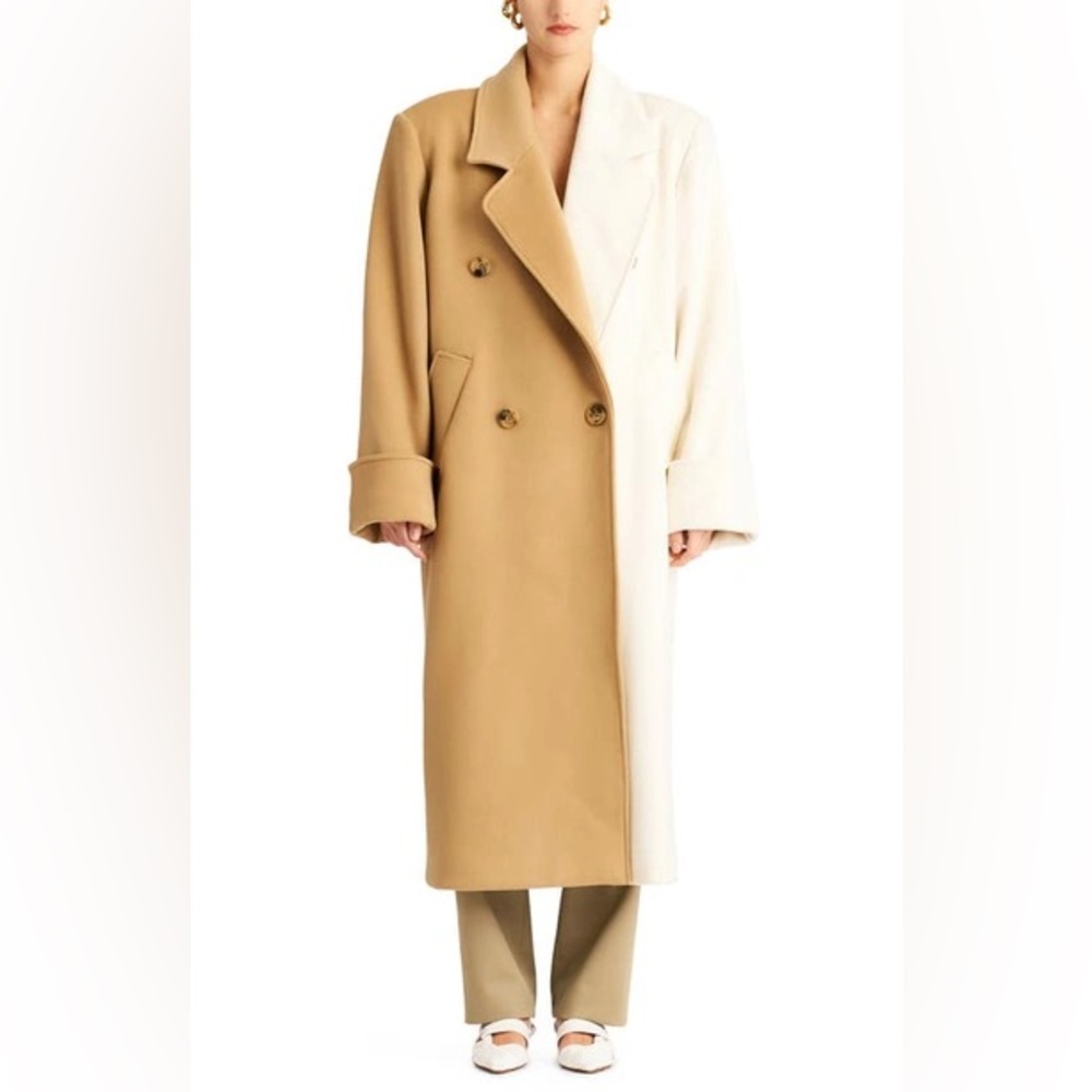 ronny kobo minka two tone double breasted coat NWOT